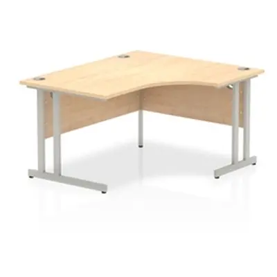 Impulse 1400mm Right Crescent Desk Maple Top Silver Cantilever Leg