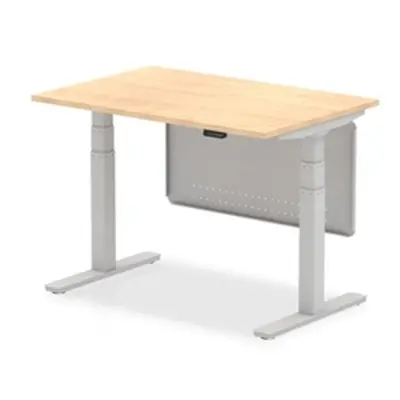 Air 1200x800 Height Adjustable Desk Maple Silver Leg Modesty Panel