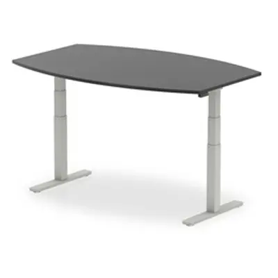 High Gloss 1800mm Writable Boardroom Table Black Top Silver Leg