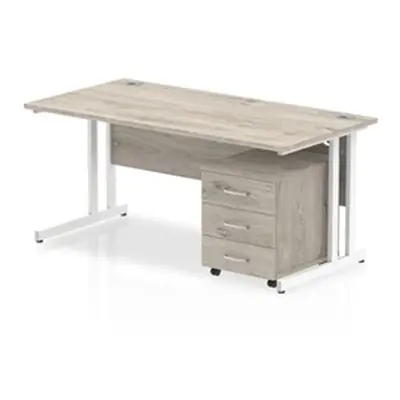 Impulse 1600 Straight Cantilever White Workstation With Three Drawer M