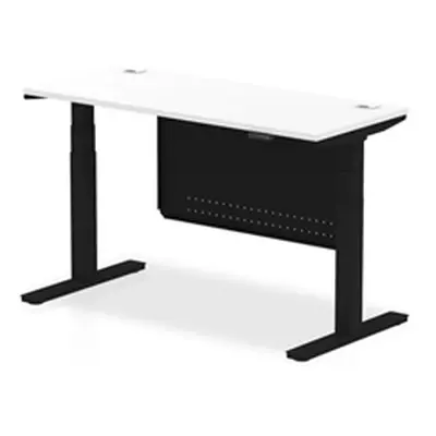 Air 1400x600 Height Adjustable Desk White CP Black Leg Modesty Panel