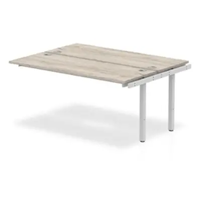 Impulse Bench B2B Ext Kit 1600 Silver Frame Office Bench Desk Grey Oak