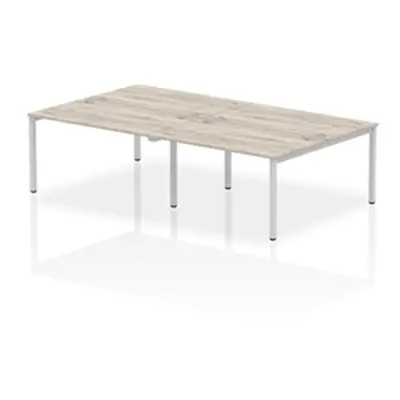 Impulse Bench B2B 4 Person 1400 Silver Frame Bench Desk Grey Oak