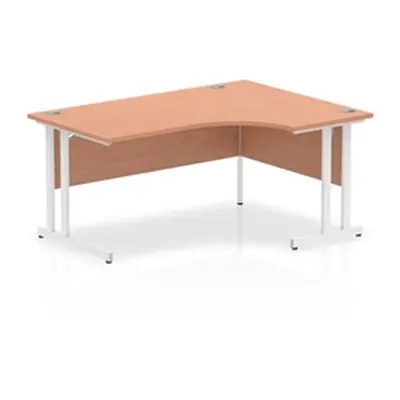 Impulse 1600mm Right Crescent Desk Beech Top White Cantilever Leg