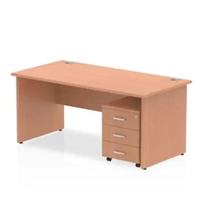 Impulse 1400x800mm Desk Beech Top Panel End Leg and Mobile Ped