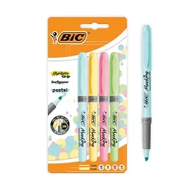 Bic Highlighter Grip Assorted Pastel (4 Pack)