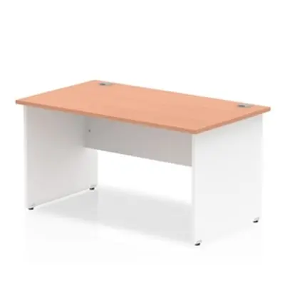 Impulse Panel End 1400 Rectangle Desk Beech Top White - TT000009