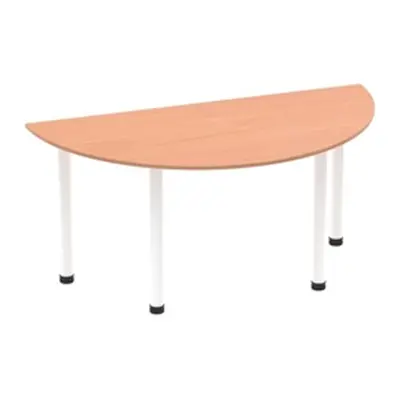 Impulse 1600mm Semi-Circle Table Beech Top White Post Leg