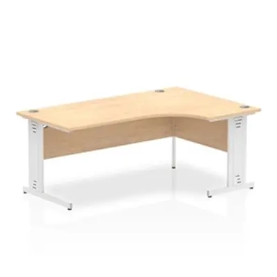 Impulse 1800mm Right Crescent Desk Maple Top White Cable Managed Leg