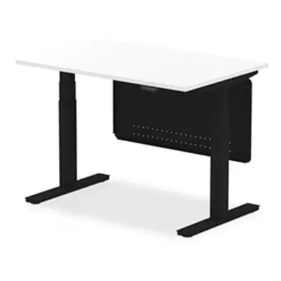 Air 1200x800 Height Adjustable Desk White Black Leg Modesty Panel