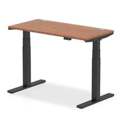 Air 1200x600mm Height Adjustable Desk Walnut Top Cable Ports Black Leg