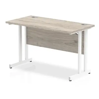 Impulse 1200 x 600mm Straight Desk Grey Oak Top White Cantilever Leg