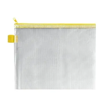 Zip Bag Reinforced Mesh-weave PVC Clear with Coloured Seal [Pack 5]