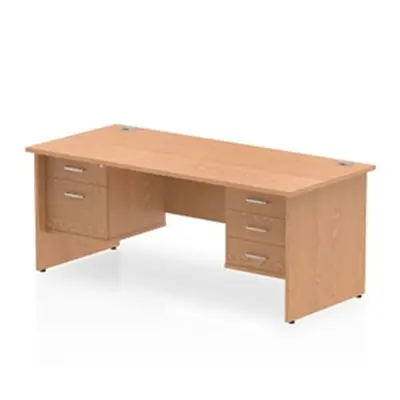 Impulse 1800 Rectangle Panel End Leg Desk Oak 1 x 2 Drawer - MI002721