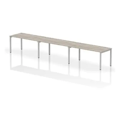 Impulse Single Row 3 Person 1600 Silver Frame Bench Desk Grey Oak