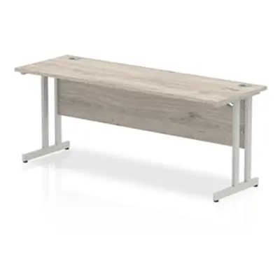 Impulse 1800 x 600mm Straight Desk Grey Oak Top Silver Cantilever Leg