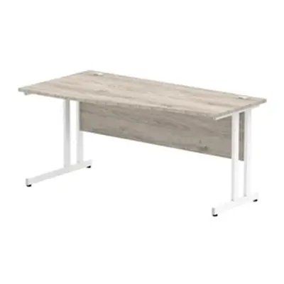 Impulse 1200x800mm Straight Desk Grey Oak Top Silver Cable Managed Leg