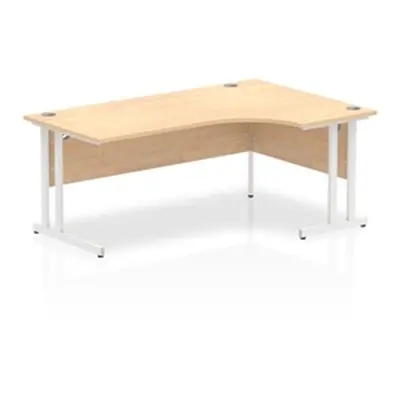 Impulse 1800mm Right Crescent Desk Maple Top White Cantilever Leg