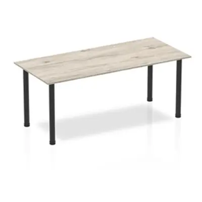 Impulse 1800mm Straight Table Grey Oak Top Black Post Leg