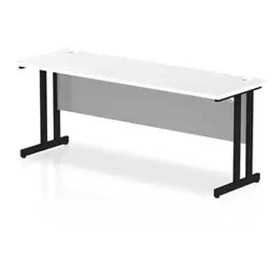 Impulse 1800 x 600mm Straight Desk White Top Black Cantilever Leg