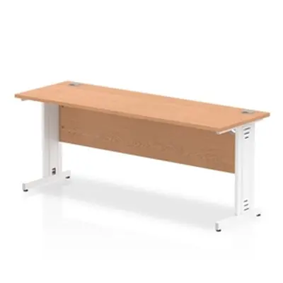 Impulse 1800 x 600mm Straight Desk Oak Top White Cable Managed Leg