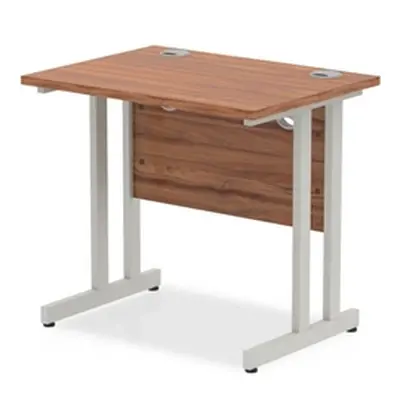 Impulse 800/600 Rectangle Silver Cantilever Leg Desk Walnut - MI002889