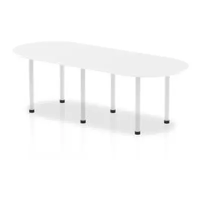 Impulse 2400mm Boardroom Table White Top White Post Leg