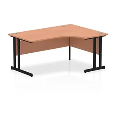 Impulse 1600mm Right Crescent Desk Beech Top Black Cantilever Leg