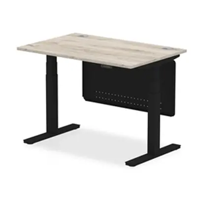 Air 1200x800 Height Adjustable Desk Grey Oak CP Black Leg Modesty Pnl