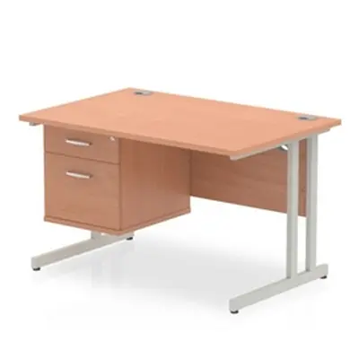 Impulse 1200 Rectangle Silver Cant Leg Desk Beech 1 x 2 - MI001688