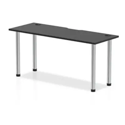 Impulse Black 1600 x 600mm Straight Table Black CP Chrome Leg