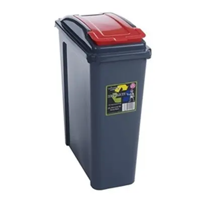 VFM Recycle It Red Slimline Bin & Lid 25 Litre