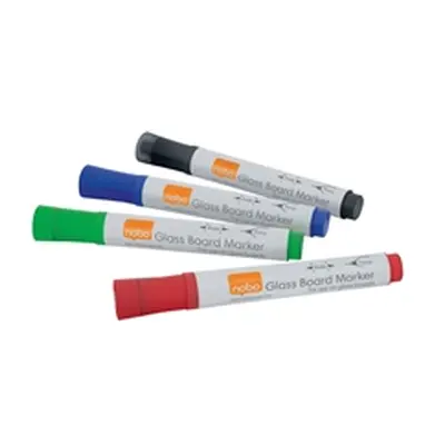 Nobo Glass Whiteboard Marker Assorted (4 Pack) 1905323