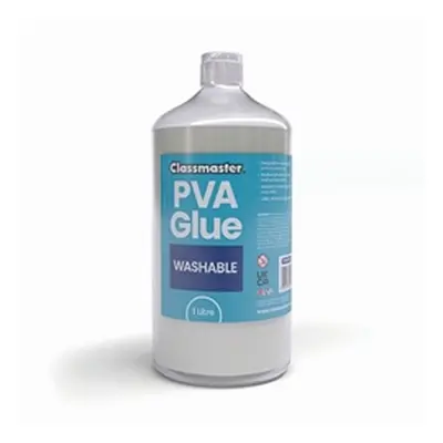 Classmaster White Washable Blue Label PVA Glue 1L Bottle Screw Cap