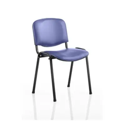 ISO Stacking Chair Blue Vinyl Black Frame Without Arms