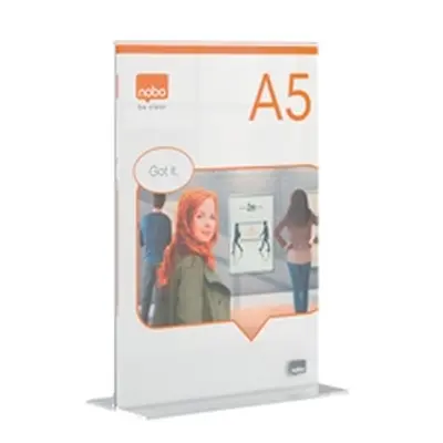 Nobo A5 Counter Top Acrylic Freestanding Poster Frame Clear 1915595