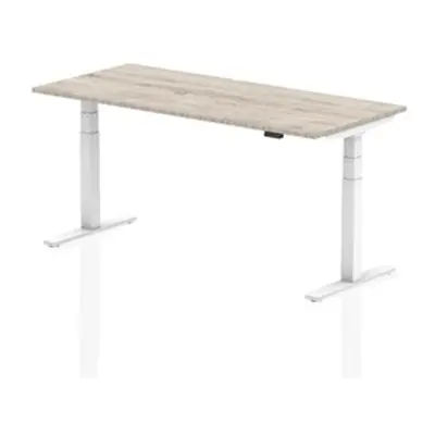 Air 1800 x 800mm Height Adjustable Desk Grey Oak Top White Leg