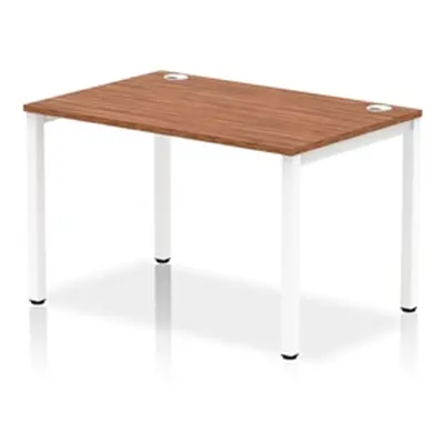 Impulse Bench Single Row 1200 White Frame Office Bench Desk Walnut