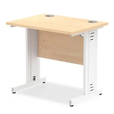 Impulse 800 x 600mm Straight Desk Maple Top White Cable Managed Leg