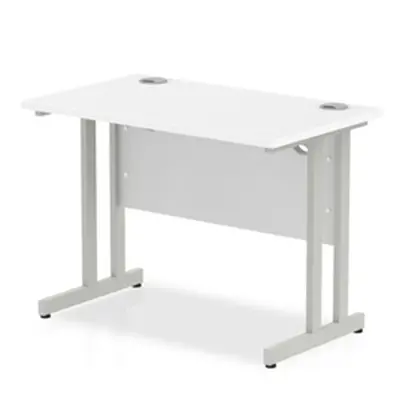 Impulse 1000/600 Rectangle Silver Cantilever Leg Desk White - MI002195