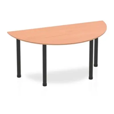 Impulse 1600mm Semi-Circle Table Beech Top Black Post Leg