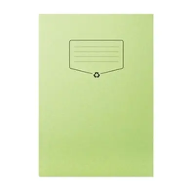 100% Recycled A4 Exercise Book, Lined with Margin, Green, 64 Pages