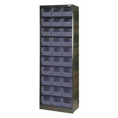 Metal Bin Cupboard With 30 Dark Grey Black Polypropylene Bins