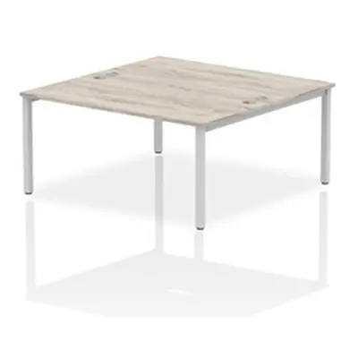 Impulse Bench B2B 2 Person 1600 Silver Frame Bench Desk Grey Oak