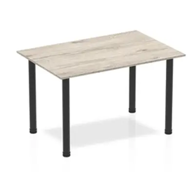 Impulse 1200mm Straight Table Grey Oak Top Black Post Leg