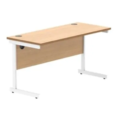 Office Rectangular Desk Steel Single Cantilever 1400X600 Beech/White