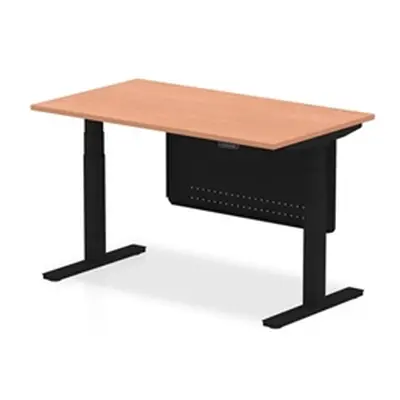 Air 1400x800 Height Adjustable Desk Beech Black Leg Modesty Panel