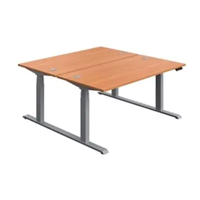 Economy Back To Back Sit Stand Desk : 1600 X 800 : Beech/Silver