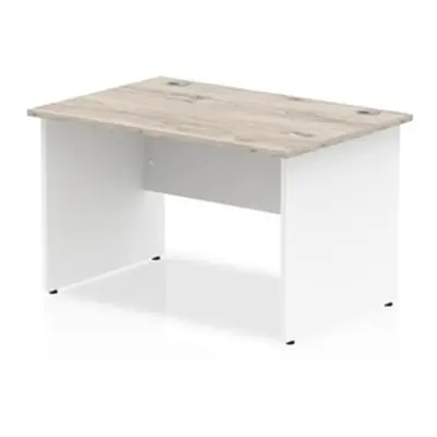 Impulse 1200 x 800mm Straight Desk Grey Oak Top White Panel End Leg