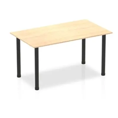 Impulse 1400mm Straight Table Maple Top Black Post Leg